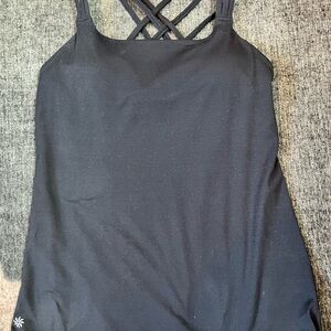 Athleta black tank top with bra